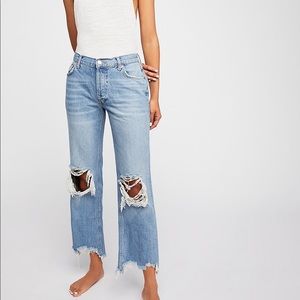 Free People Maggie Mid-Rise Straight Jean Light Stone 30